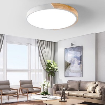 Macaron Modern Acrylic Round Flushmount Kids Bedroom LED Ceiling Light in Warm/White