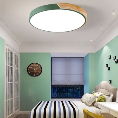 Macaron Modern Acrylic Round Flushmount Kids Bedroom LED Ceiling Light in Warm/White