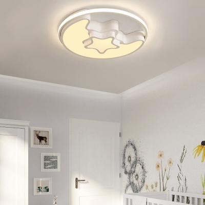 Quique Designer Thin Kids Room Ceiling Light in Moon and Star Shade