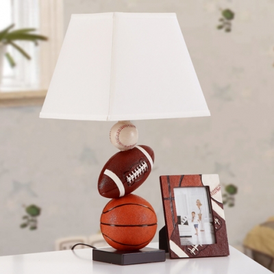 Sports Theme Tapered Table Light Fabric Single Light Decorative Table Lamp for Boys Bedroom