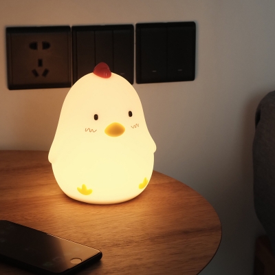Wireless New Rubber Chicken Kids Bed Night Light with/without Clock 