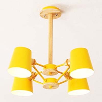 Metal Suspension Light with Coolie Shade Colorful Simple 4/6 Lights Chandelier Lamp for Bedroom