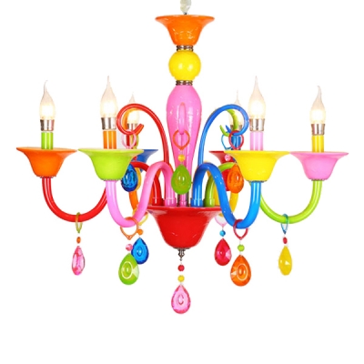 Art Deco Chandelier Kid Chandelier Colorful Indoor Chandelier Candle with Crystal Balls