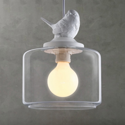 Bird/Dogs Decorative Clear Glass Shade One Bulb Pendant Light