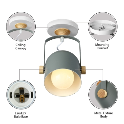 Rotatable Bucket Shade Wall Light Nordic Simple Foyer Metallic 1 Light Wall Mount Fixture