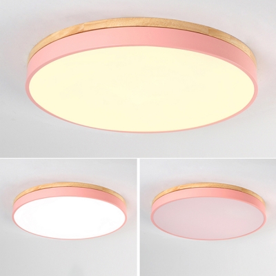 Acrylic Round Shade Flush Mount Macaron Modernism Kids Youth Bedroom Flush Ceiling Light