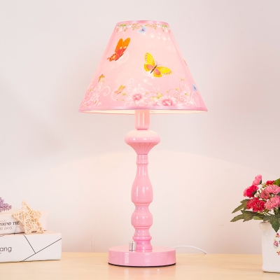 Lovely Swan Pattern Desk Lamp Modernism Girls Bedroom Metallic 1 Bulb Reading Light in Pink