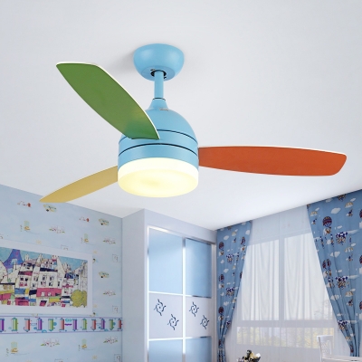 Kids Room LED Macaroon Style 3 Blade 16.54 Inch Blue Kids Ceiling Fan in Blue/Pink