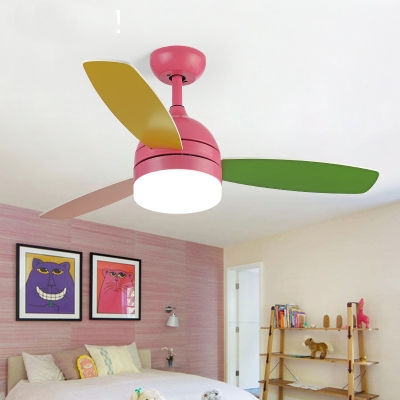 Kids Room LED Macaroon Style 3 Blade 16.54 Inch Blue Kids Ceiling Fan in Blue/Pink