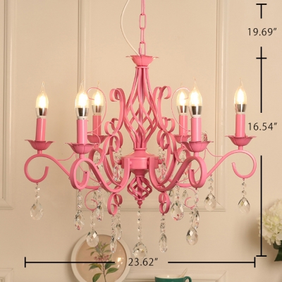 Modern Pink Chandelier Foyer Lighting Crystal Chandelier Candle Chandelier Tadpoles Chandelier