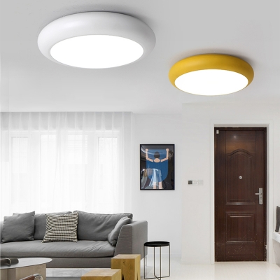 Metal Round Flush Light Fixture Macaron Nordic Colorful Kids Children Room LED Flush Mount