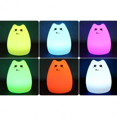 Sillica Gel Lovely Cat Kids Sleeping LED Nightlight 3 Types for Option