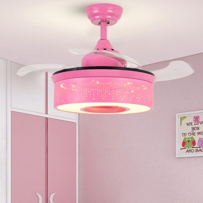 14.18 Inch Creative Fancy Reversible Ceiling Fan for Kids in Green/Pink/Blue with Sparking Star