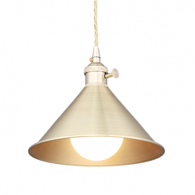 Burnished Brass Finish Single Head Pendant Light with Railroad Shade 4 Designs for Choice
