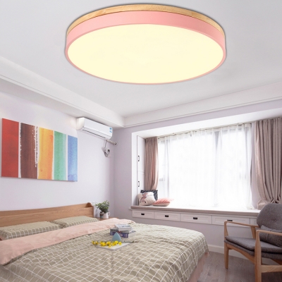Acrylic Round Shade Flush Mount Macaron Modernism Kids Youth Bedroom Flush Ceiling Light