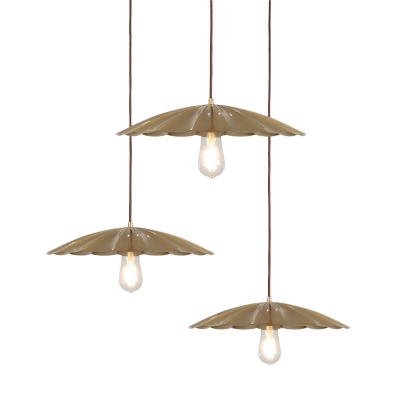 

Industrial Style Bare Bulb Cafe Restaurant Hanging Lamp with Scalloped Edge 16.54" Wide, HL478983