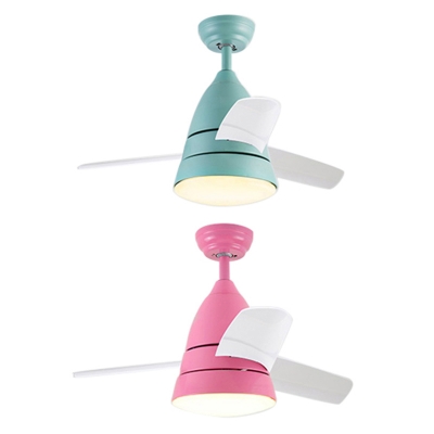 Macaroon Blue Pink Led Kids Room Ceiling Fan With 3 Blade 10 24 Inch