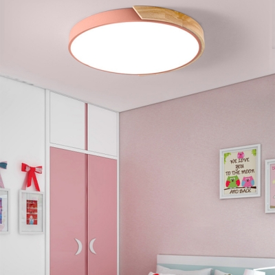 Macaron Modern Acrylic Round Flushmount Kids Bedroom LED Ceiling Light in Warm/White