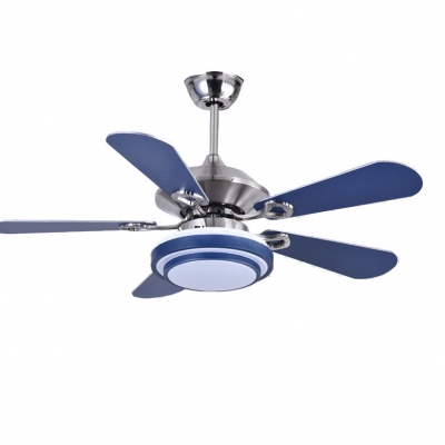 Mediterranean Style 5 Blade 16.54''  Width Chandelier Ceiling Fan for Living Room in Stainless Steel