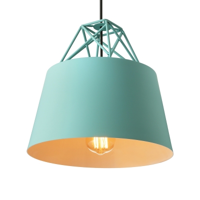 Nordic Style Bucket Hanging Lamp Metallic 1 Head Ceiling Pendant Lamp for Coffee Shop