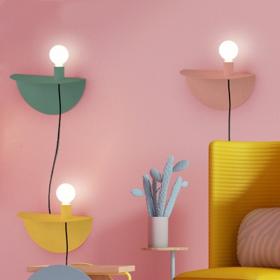 Metallic Open Bulb Wall Light Nordic Style Colorful 1 Light Sconce Lighting for Corridor Bedside