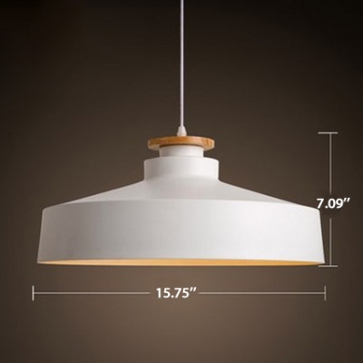 Simple Style 1-Light Wooden Hanging Lamp with Iron Shade for Restaurant