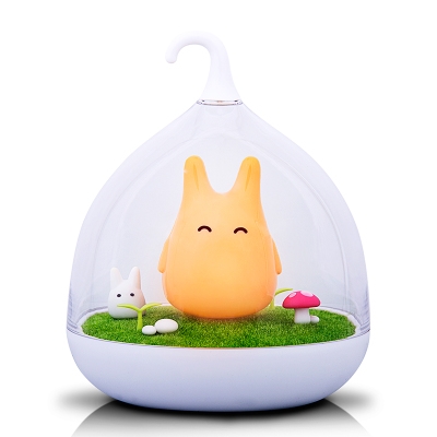 USB Chargeable Totoro Kids Bedroom Night Light with Clear Glass Shade in Pink/Yellow/Blue/Orange