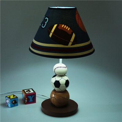 Sports Theme Tapered Table Light Fabric Single Light Decorative Table Lamp for Boys Bedroom