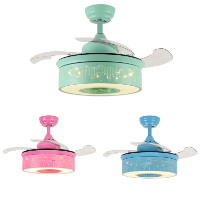 14.18 Inch Creative Fancy Reversible Ceiling Fan for Kids in Green/Pink/Blue with Sparking Star