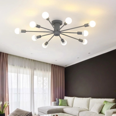 Multi Light Open Bulb Chandelier Light Colorful Nordic Bedroom Metal Suspension Light