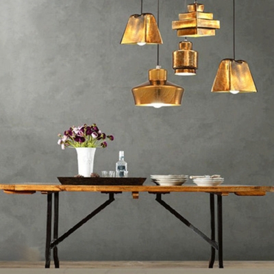 Heavy Industrial Style 1-Light Weathered Brass Pendant Lamp for Restaurant Dining Room 4 Designs for Option 