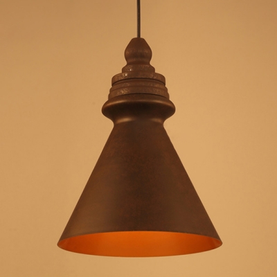 Heritage Bronze Finish Restoration Style 1 Light Hanging Lighting with Conical Shade