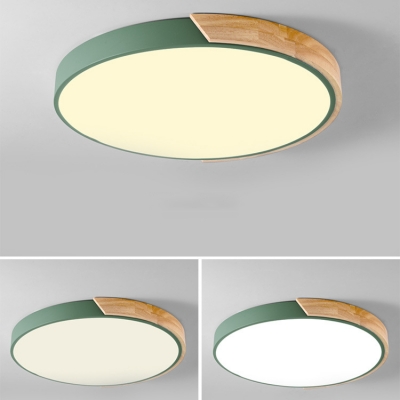 Macaron Modern Acrylic Round Flushmount Kids Bedroom LED Ceiling Light in Warm/White