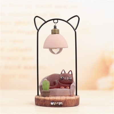 Metal Resin Cat Decorative Kids Room Night Light 4 Style for Option