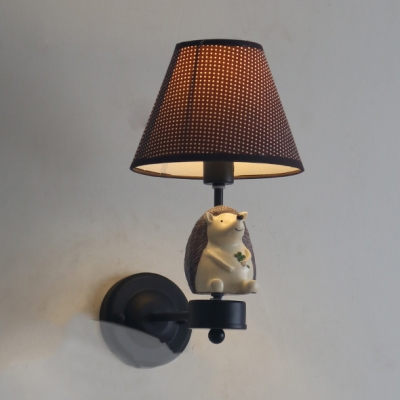 Shaded 1 Light Wall Light Sconce Animals&Insects Black/White Finish Metallic Wall Lamp for Children Room