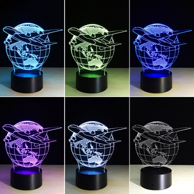 Touch/Remote Color Changing Globe and Airplane 3D Night Light for Boys