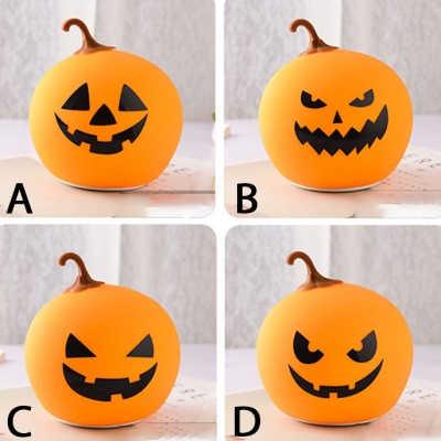 Wireles Silicon Gel Halloween Pumpkin Easy Tap Night Light 4 Styles for Option