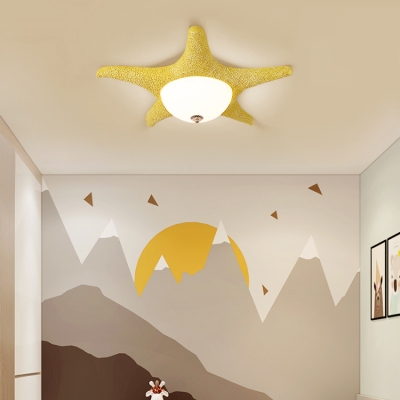 Acrylic Starfish LED Flush Mount Mediterranean Children Room 1 Light Flush Mount Fixture