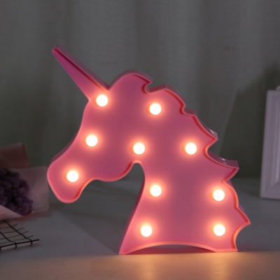 Decorative Plastic Unicorn Kids Night Light in Pink/White