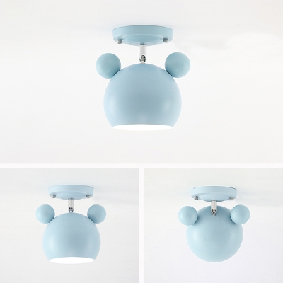 Rotatable Bear Shape Semi Flush Mount Modern Design Colorful Metal 1 Bulb Ceiling Fixture