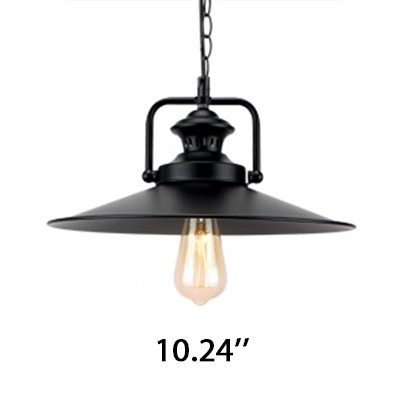 Industrial Style 1 Bare Bulb Warehouse Pendant Light with Metal Railroad Shade