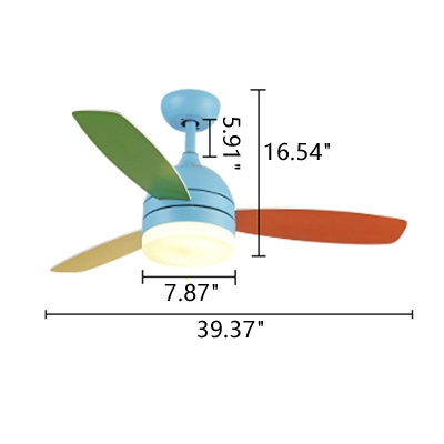 Kids Room Led Macaroon Style 3 Blade 16 54 Inch Blue Kids Ceiling Fan