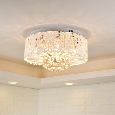 Modern Drum Crystal Flush Mount Crystal Chandelier Light for Bathroom Living Room