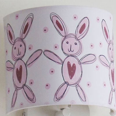 Adorable Paper Shade Wall Sconce with Bunny Pattern White Finish 1 Head Wall Mount Light for Girls Room