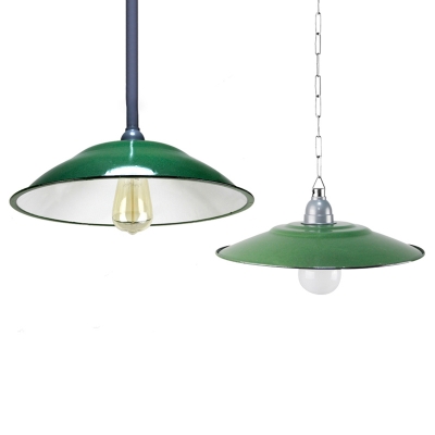 

Vintage Style Railroad Shade One Bulb Warehouse Hanging Lamp in Forest Green Finish, HL478856