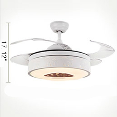 16.54''W Mushroom Round Hanging Ceiling Fan with Retractable Blade in White