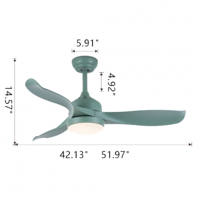 16.54'' Wide Creative Macaroon Style Propeller Green Chandelier Ceiling Fan for Kids Room 3 Blade