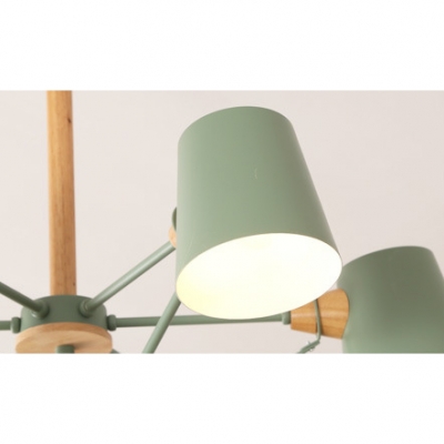 Metal Suspension Light with Coolie Shade Colorful Simple 4/6 Lights Chandelier Lamp for Bedroom