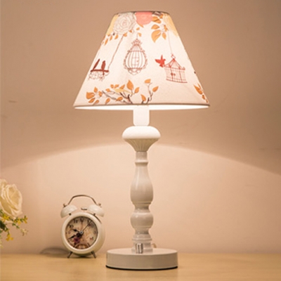 Coolie Shade Standing Table Light Bedside Living Room Fabric Shade 1 Light Table Lamp in White