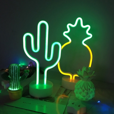 Chic Style Battery-Operated/USB Pineapple Kids Night Light with Plastic Base 4 Style for Option